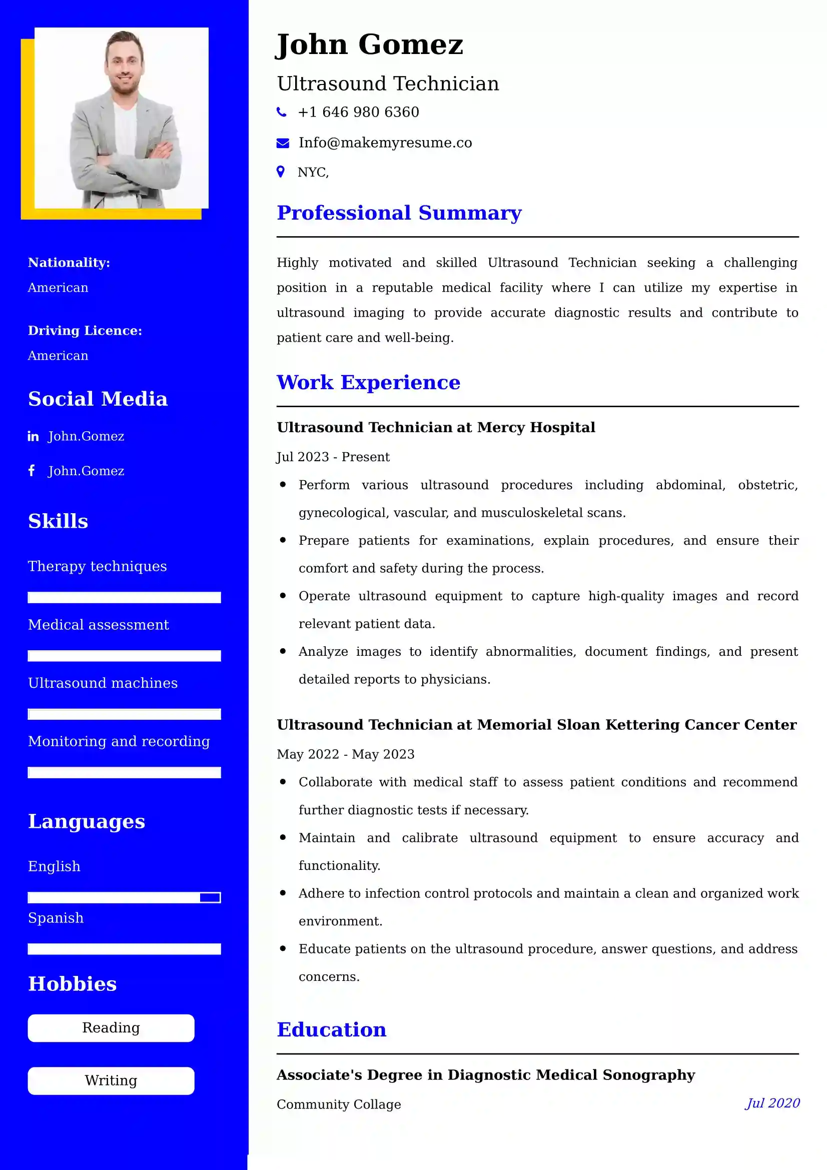 Ultrasound Technician Resume Examples - UAE Format and Tips.