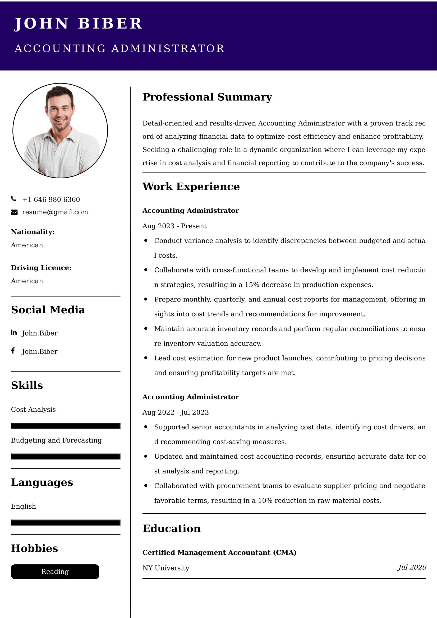 Accounting Administrator Resume Examples - UAE Format and Tips.
