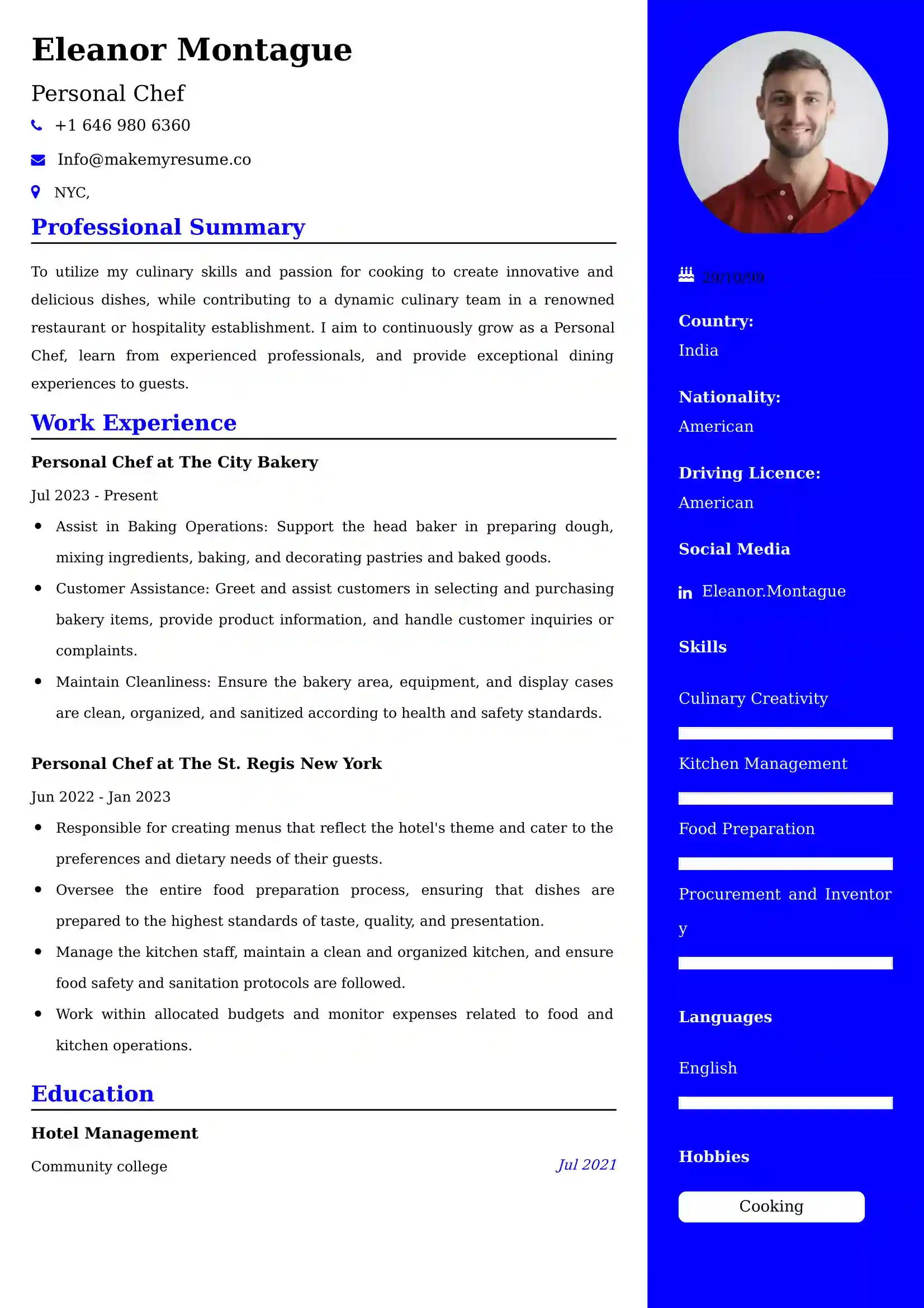 Personal Chef Resume Examples - UAE Format and Tips.
