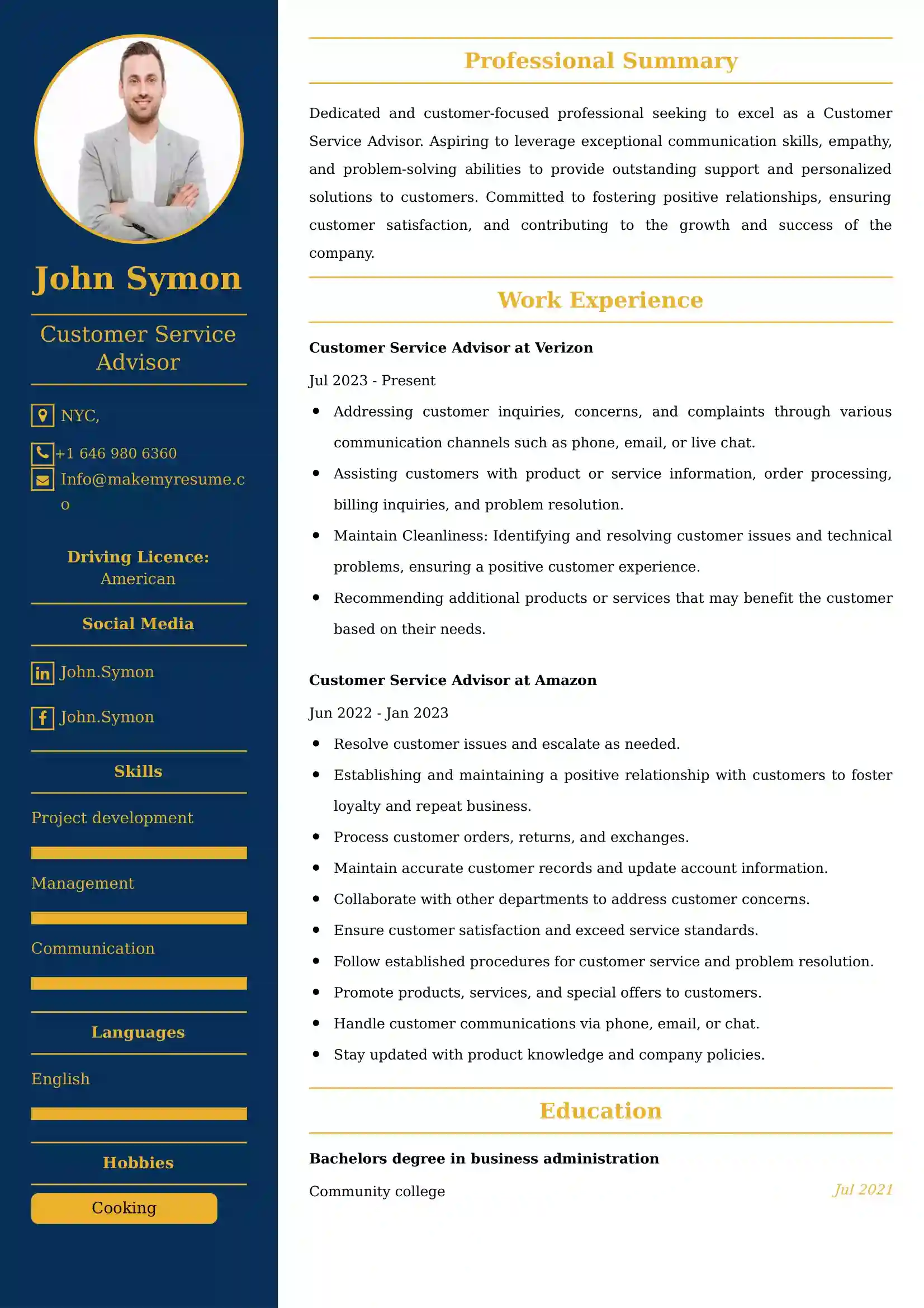 Customer Service Advisor Resume Examples - UAE Format and Tips.