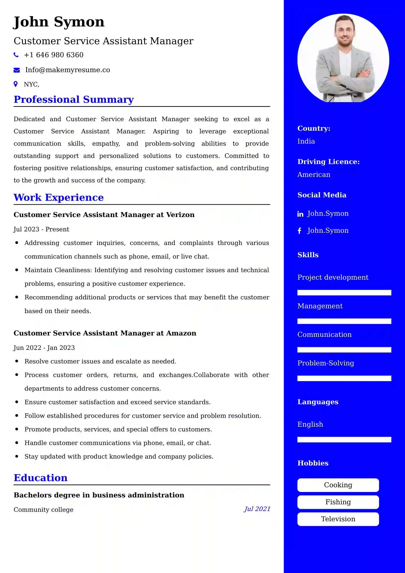 Customer Service Assistant Manager Resume Examples - UAE Format and Tips.