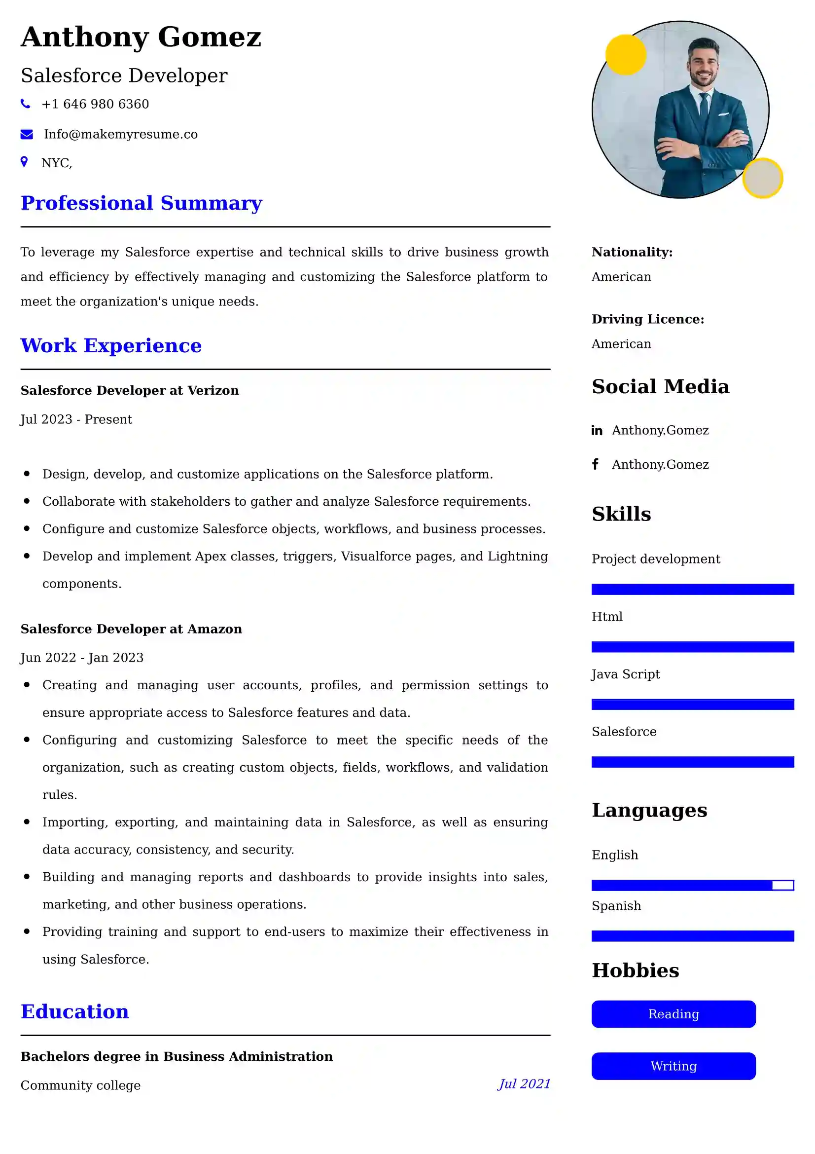 Salesforce Developer Resume Examples - UAE Format and Tips.