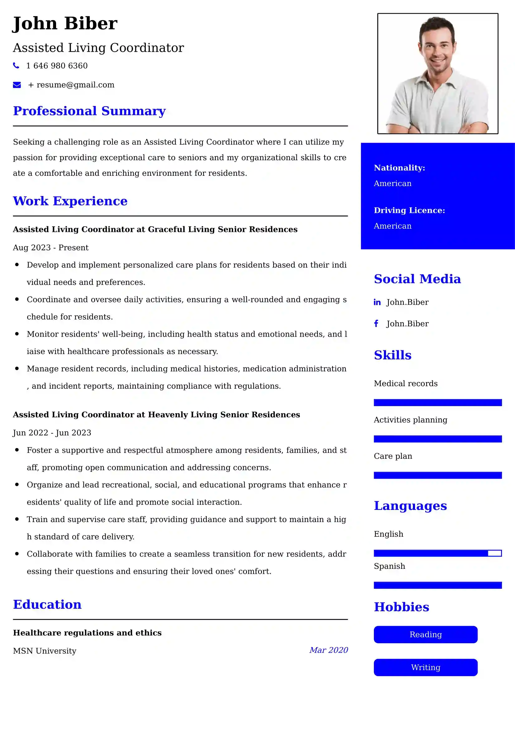 Assisted Living Coordinator Resume Examples - UAE Format and Tips.
