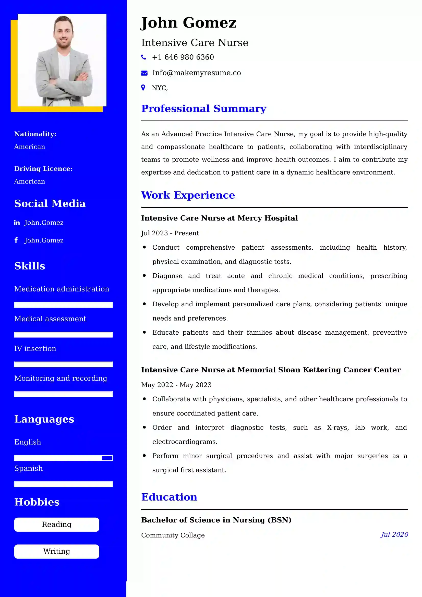 Intensive Care Nurse Resume Examples - UAE Format and Tips.