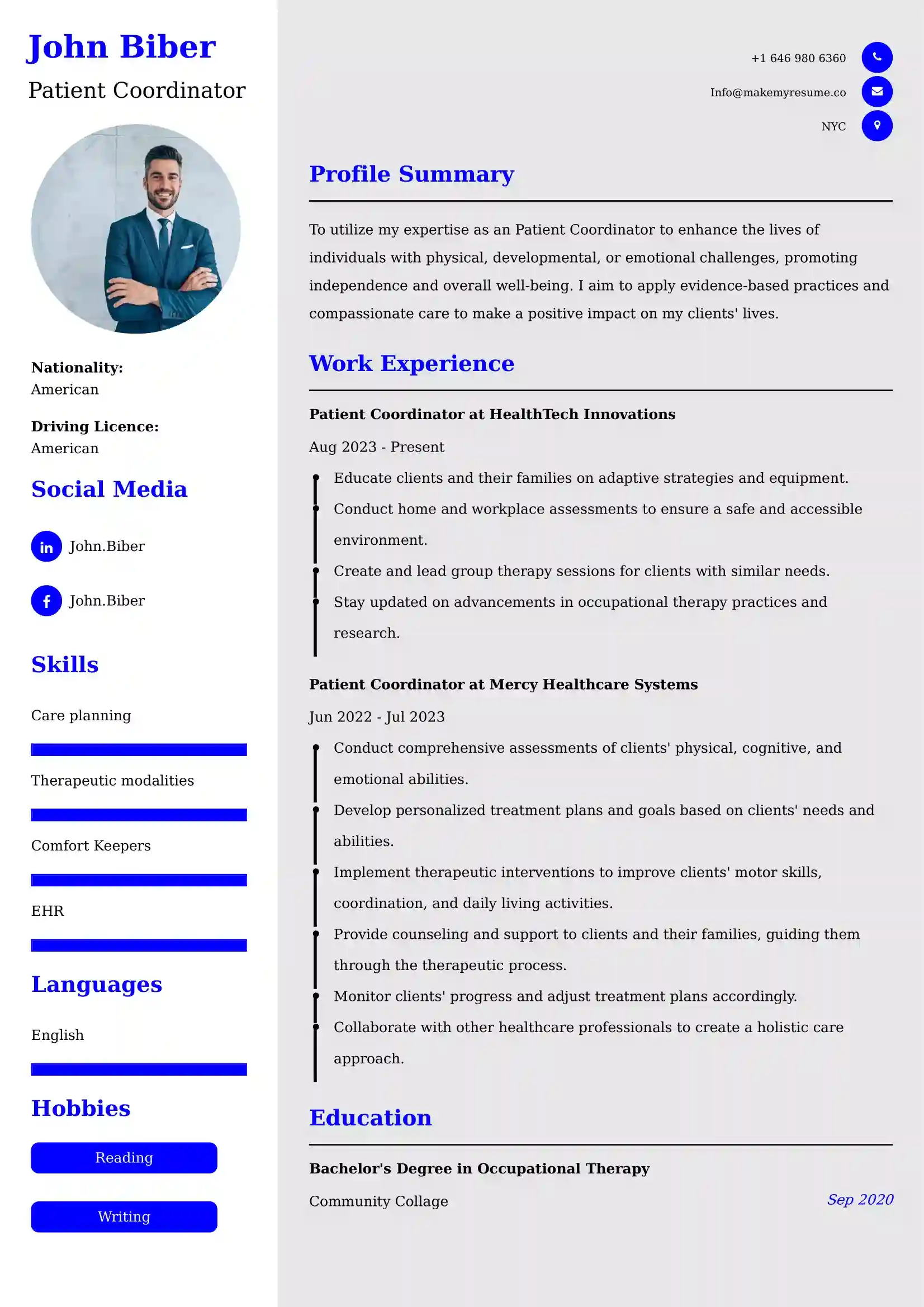 Patient Coordinator Resume Examples - UAE Format and Tips.
