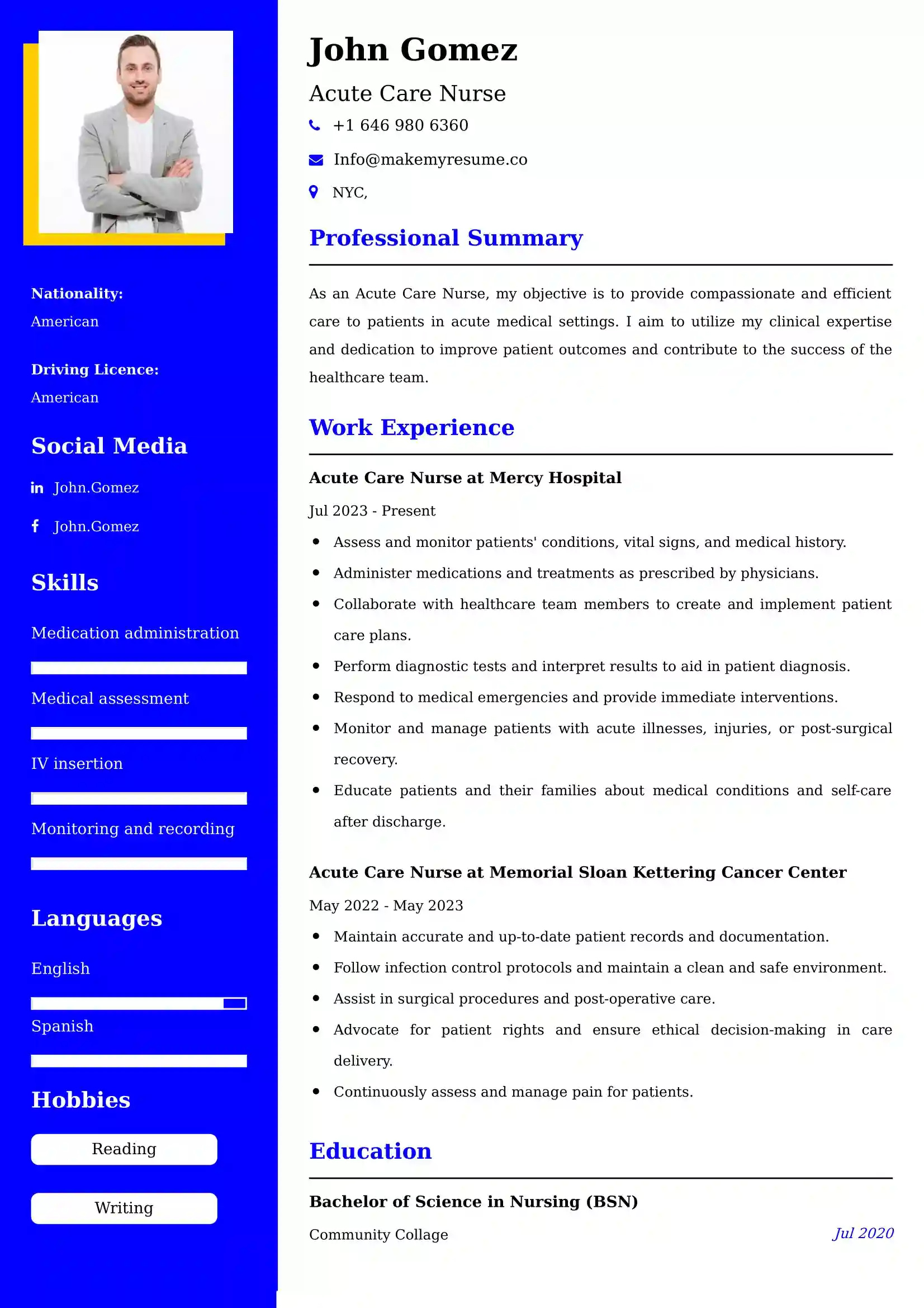 Acute Care Nurse Resume Examples - UAE Format and Tips.